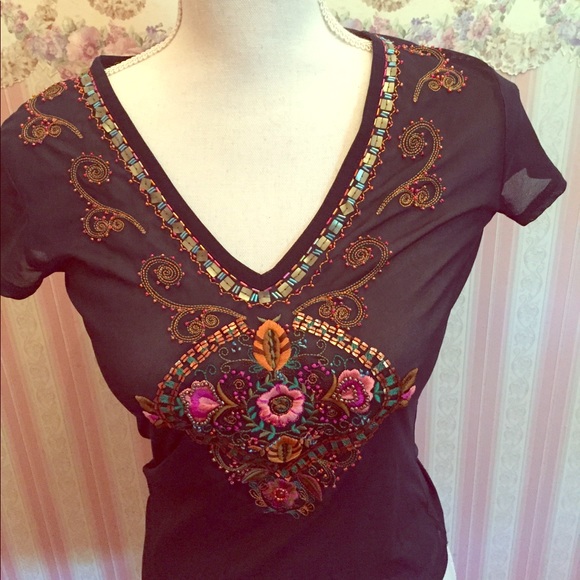 Express blue top size Small beaded - Picture 1 of 1